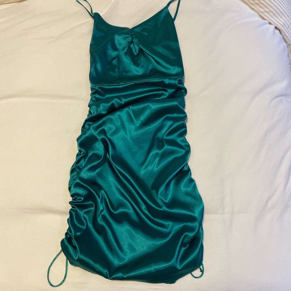 Teal Satin Dress